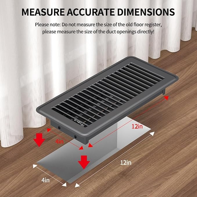 4" x 12" Floor Register 6 Pack, Heavy Duty Steel Walkable Floor Vents, Easy Adjust Air Vent Covers for Home, alternate view 3
