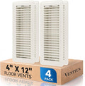 4" x 12" Floor Register Vent Covers 4-Pack, Walkable Powder-Coated Metal Vent Covers with Adjustable Airflow