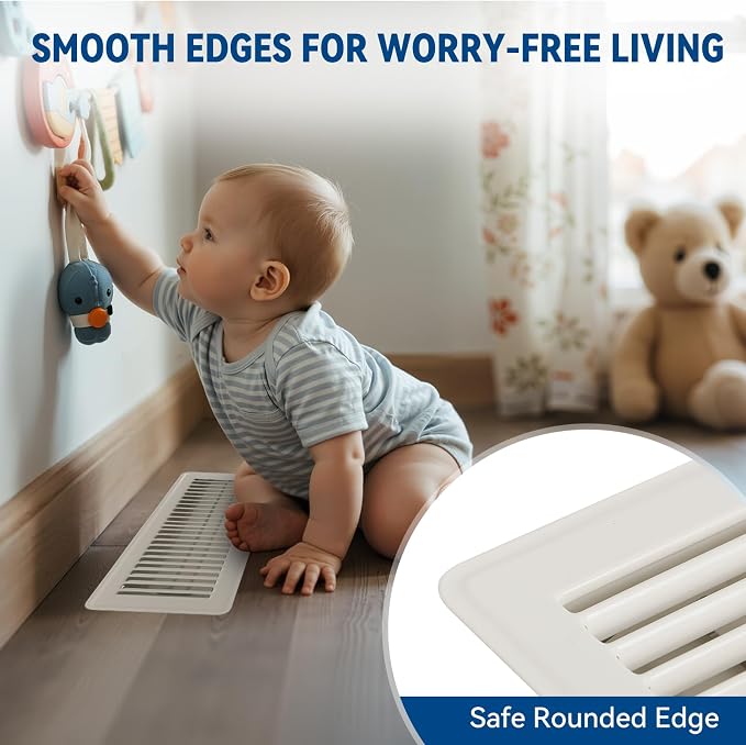 4" x 12" Floor Register Vent Covers 4-Pack, Walkable Powder-Coated Metal Vent Covers with Adjustable Airflow, alternate view