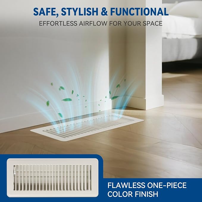 4" x 12" Floor Register Vent Covers 6-Pack, Walkable Powder-Coated Metal Vent Covers with Adjustable Airflow, alternate view