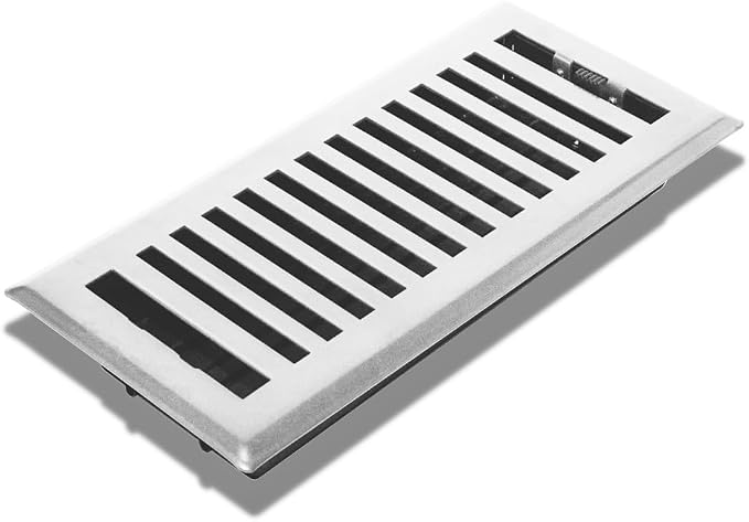 4" x 14" Contemporary Design Steel Floor Register in Glacier White Finish for Floor l- Decorative Air Vent, alternate view 6