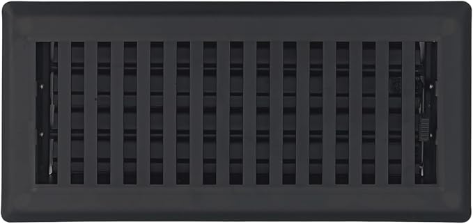 4" x 14" Contemporary Design Steel Floor Register in Textured Black Finish for Floor l- Decorative Air Vent, alternate view 2