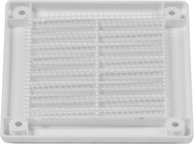 4" x 4" (Outer Size) Square Air Vent Cover – White Plastic Vent Deflector - Screen Mesh, Surface Mount Wall, alternate view 8