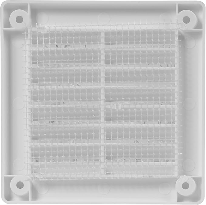 4" x 4" (Outer Size) Square Air Vent Cover – White Plastic Vent Deflector - Screen Mesh, Surface Mount Wall, alternate view 9