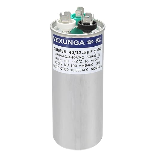 40/12.5 uF 40+12.5 MFD 370VAC or 440VAC Dual Run Start Round A/C Capacitor CBB65 Air Conditioner Capacitors for
