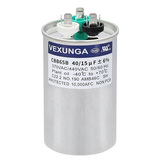 40/15 uF 40+15 MFD 370VAC or 440VAC Dual Run Start Round A/C Capacitor CBB65 Air Conditioner Capacitors for AC