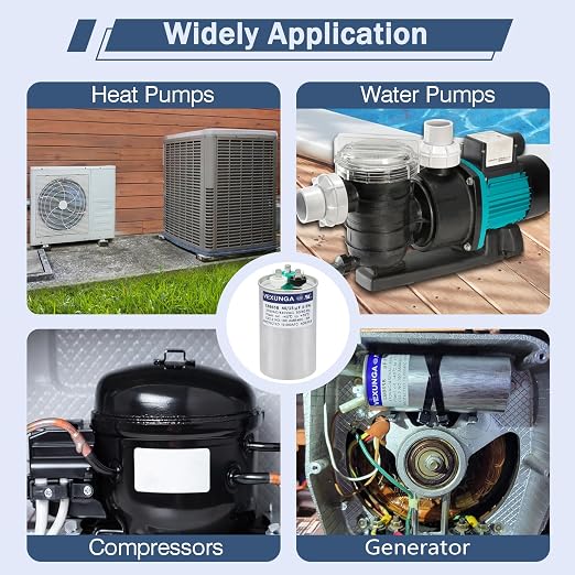 40/15 uF 40+15 MFD 370VAC or 440VAC Dual Run Start Round A/C Capacitor CBB65 Air Conditioner Capacitors for AC, alternate