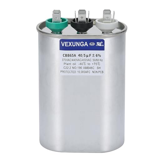 40/5 uF 40+5 MFD 370V 440V 450V Oval Dual Run Start AC Capacitor 40 5 uF 370 440 450 Volt VAC CBB65 Air