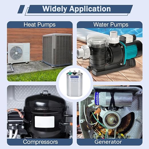 40/5 uF 40+5 MFD 370V 440V 450V Oval Dual Run Start AC Capacitor 40 5 uF 370 440 450 Volt VAC CBB65 Air, alternate view 5