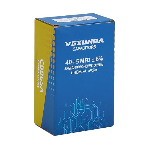 40/5 uF 40+5 MFD 370V 440V 450V Oval Dual Run Start AC Capacitor 40 5 uF 370 440 450 Volt VAC CBB65 Air, alternate view 6