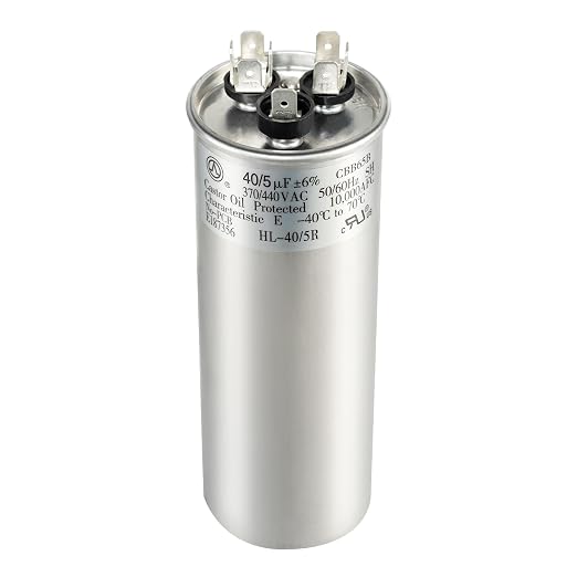40+5 uF 40/5 MFD ±6% 370V/440VAC CBB65 Dual Run Circular Start Capacitor for Heat Pump Air Conditioner, Ten