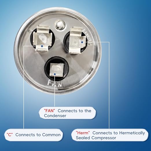 40+5 uF 40/5 MFD ±6% 370V/440VAC CBB65 Dual Run Circular Start Capacitor for Heat Pump Air Conditioner, Ten, alternate view 5