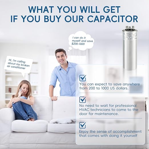 40+5 uF 40/5 MFD ±6% 370V/440VAC CBB65 Dual Run Circular Start Capacitor for Heat Pump Air Conditioner, Ten, alternate view 6