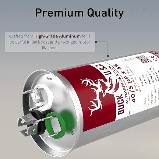 40+5uF 40/5 MFD ±6% CBB65B Dual Run Round Start Capacitor - Ideal for HVAC Systems, Air Conditioner Unit Fan Motor Start