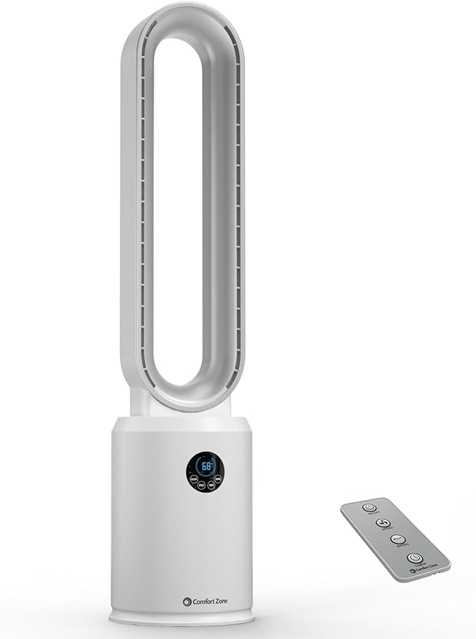 40-Inch Bladeless Tower Fan for Bedroom – Quiet Standing Fan with Remote Control, 9H Timer & Wide Area Oscillation