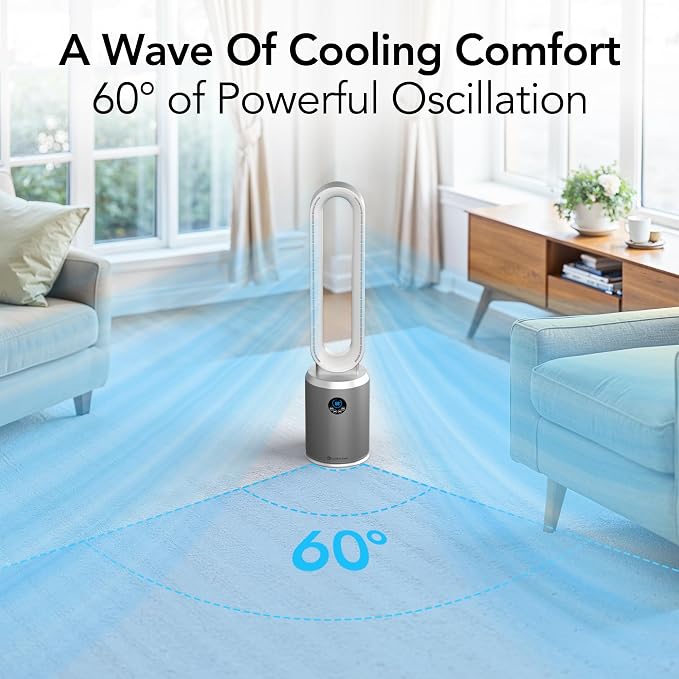 40-Inch Bladeless Tower Fan for Bedroom – Quiet Standing Fan with Remote Control, 9H Timer & Wide Area, alternate view 4