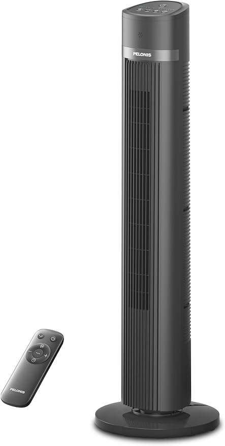 40 inch Bladeless Tower Fan for Bedroom, Standing Fan with Remote Control, 26ft/s, 90° Oscillation, 3 Speed Settings, 27 Db