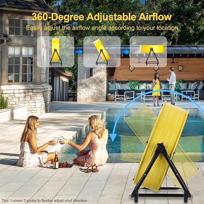 40 Inch High Velocity Floor Fan, 24800CFM Heavy Duty Industrial Drum Fan with 3 Speeds, 360° Tilt Metal Garage Fan with