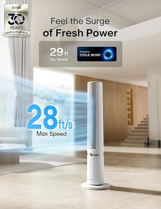 40-Inch Tower Fan for Bedroom, Fan That Blows Cold Air, Oscillating Fan with Innovative Washable Design, 2000 CFM, 28ft/s