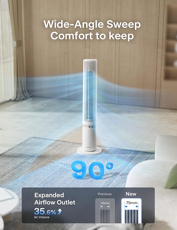 40-Inch Tower Fan for Bedroom, Fan That Blows Cold Air, Oscillating Fan with Innovative Washable Design, 2000 CFM, 28ft/s