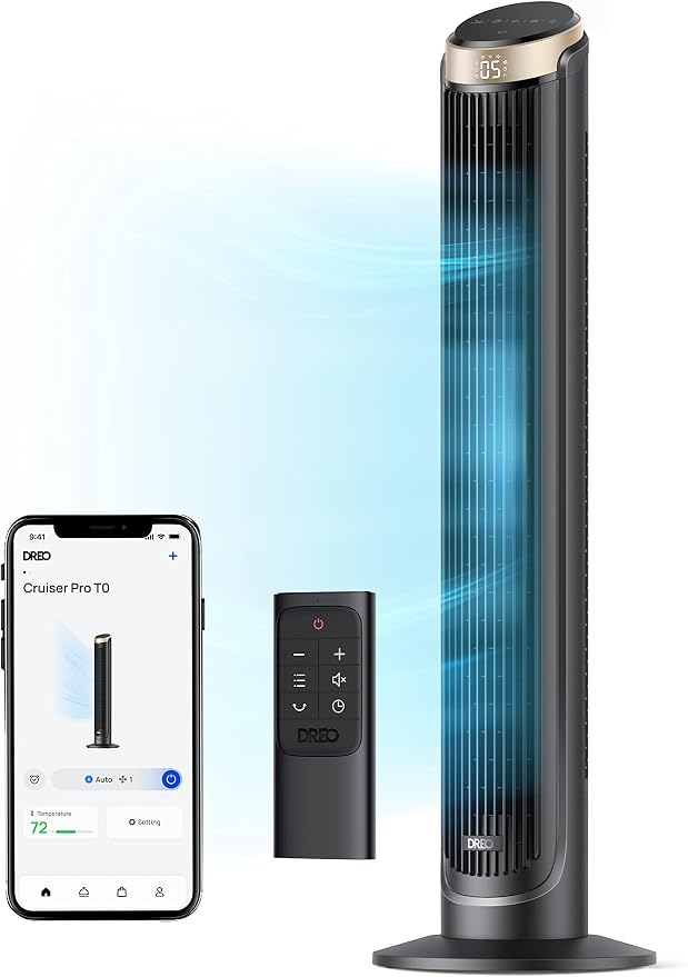 40'' WiFi Tower Fan, 26ft/s High-Speed Cooling, Quiet Floor Fan with Remote, 90° Oscillating Fan, 4 Modes, 12H Timer, Touch