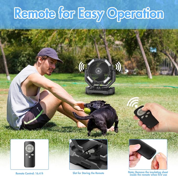 40000mAh Battery Powered Camping Fan - 136H Max Cooling, Rechargeable Battery Operated Oscillating Floor Fan with Charger