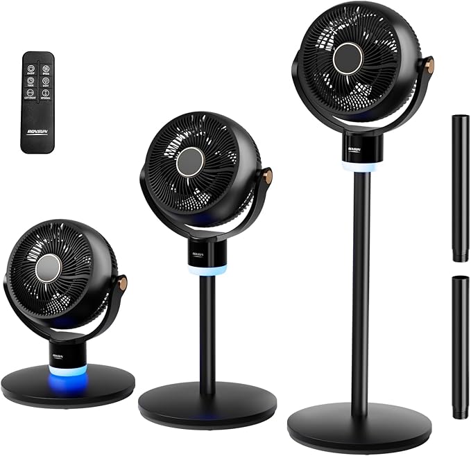 40inch Standing Fan for Bedroom, 120°+90°Omni-directional Oscillating Fan, 3-in-1 Pedestal & Tabletop Fan with 3 Speeds, 12H