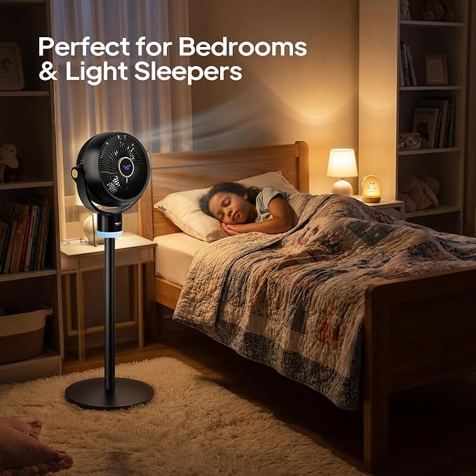 40inch Standing Fan for Bedroom, 120°+90°Omni-directional Oscillating Fan, 3-in-1 Pedestal & Tabletop Fan with 3 Speeds, 12H