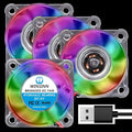 40mm RGB USB Fan 5V, LED Colorful 3D Printer Micro 5 Volt Fans 4010 Hydraulic Bearing, Brushless Cooling 40mmx10mm 2PIN (Pack