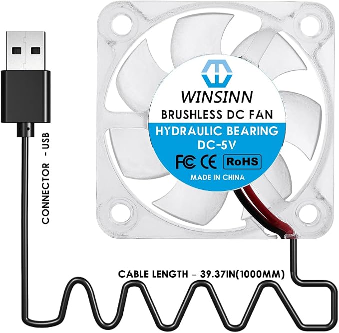 40mm RGB USB Fan 5V, LED Colorful 3D Printer Micro 5 Volt Fans 4010 Hydraulic Bearing, Brushless Cooling 40mmx10mm 2PIN (Pack