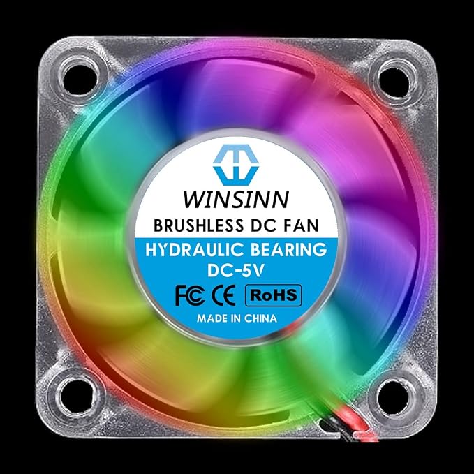 40mm RGB USB Fan 5V, LED Colorful 3D Printer Micro 5 Volt Fans 4010 Hydraulic Bearing, Brushless Cooling 40mmx10mm 2PIN (Pack