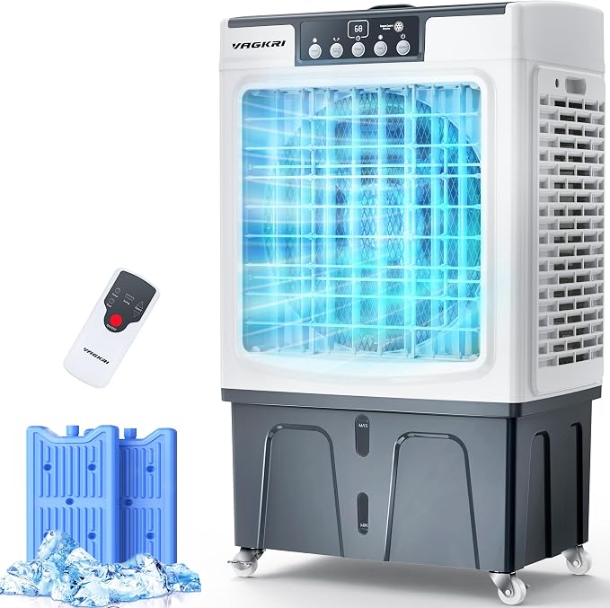 41" Swamp Cooler, 3100CFM Evaporative Air Cooler with 12 Gallon Water Tank, Portable Outdoor Air Conditioner with Remote