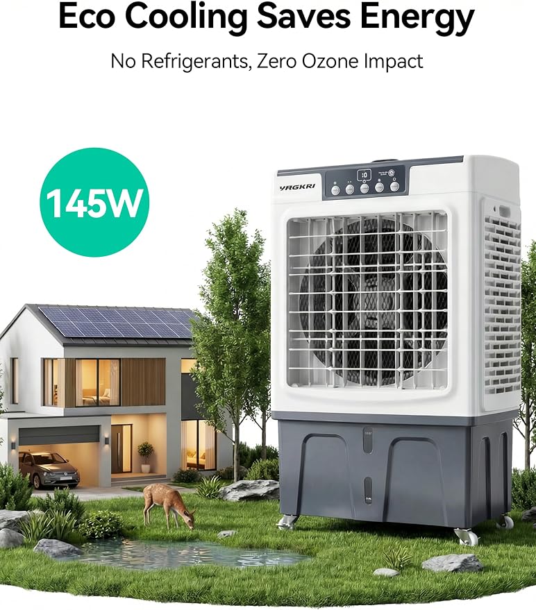 41" Swamp Cooler, 3100CFM Evaporative Air Cooler with 12 Gallon Water Tank, Portable Outdoor Air Conditioner with Remote