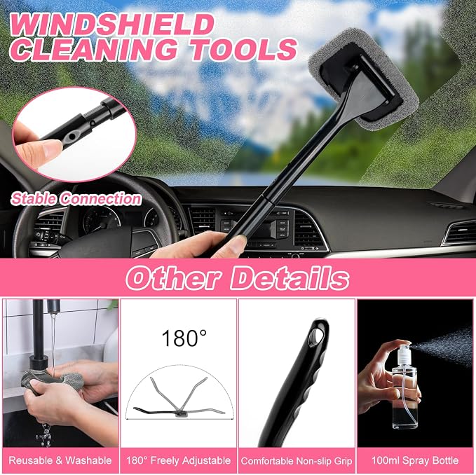 41Pcs Car Cleaning Wash Kit Interior Detailing Cleaner Kit with High Power Handheld Vacuum, Collapsible Bucket, Windshield