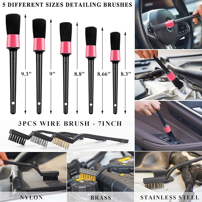 41Pcs Car Cleaning Wash Kit Interior Detailing Cleaner Kit with High Power Handheld Vacuum, Collapsible Bucket, Windshield