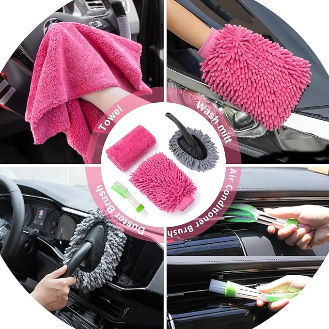 41Pcs Car Cleaning Wash Kit Interior Detailing Cleaner Kit with High Power Handheld Vacuum, Collapsible Bucket, Windshield