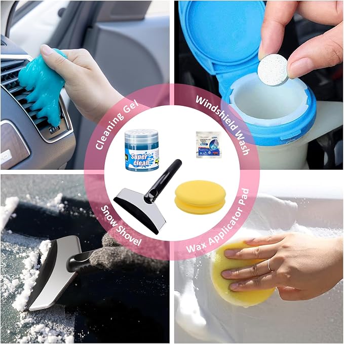 41Pcs Car Cleaning Wash Kit Interior Detailing Cleaner Kit with High Power Handheld Vacuum, Collapsible Bucket, Windshield