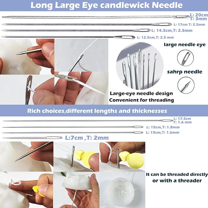 41PCS Mold Punch Wicking Needle Tools Inserting Tool for Candle Making Adjustable Punch Needle Long Silicone, alternate view