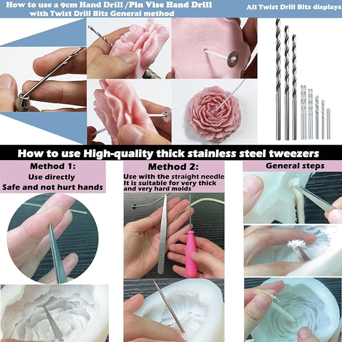 41PCS Mold Punch Wicking Needle Tools Inserting Tool for Candle Making Adjustable Punch Needle Long Silicone, alternate view