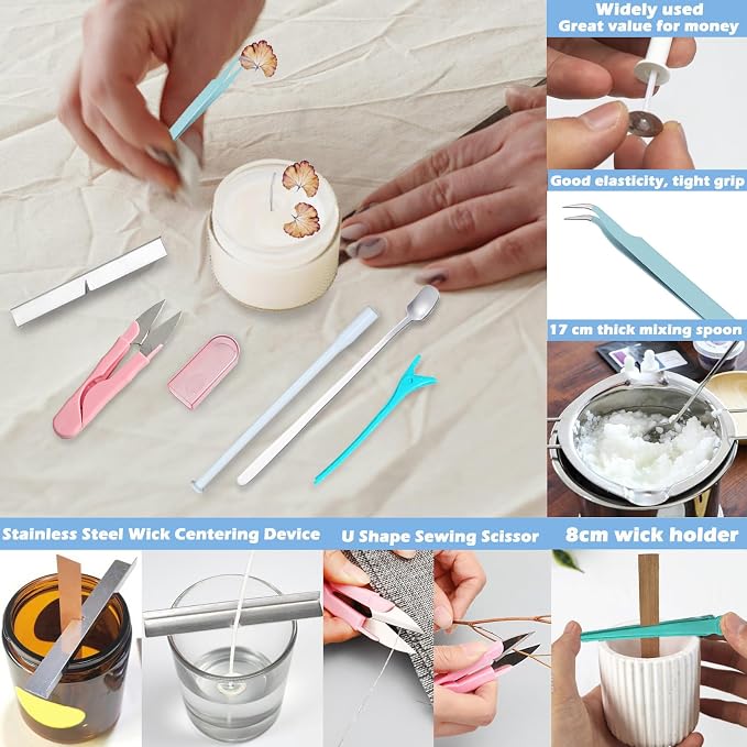 41PCS Mold Punch Wicking Needle Tools Inserting Tool for Candle Making Adjustable Punch Needle Long Silicone, alternate view