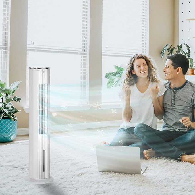 42" 3-In-1 Evaporative Air Cooler, Ice Cooling Fan with Humidifier and with Water Tank, 60° Oscillating Portable Swamp Cooler