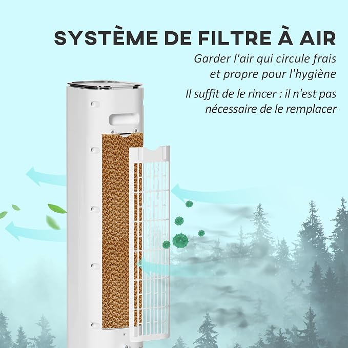 42" 3-In-1 Evaporative Air Cooler, Ice Cooling Fan with Humidifier and with Water Tank, 60° Oscillating Portable Swamp Cooler