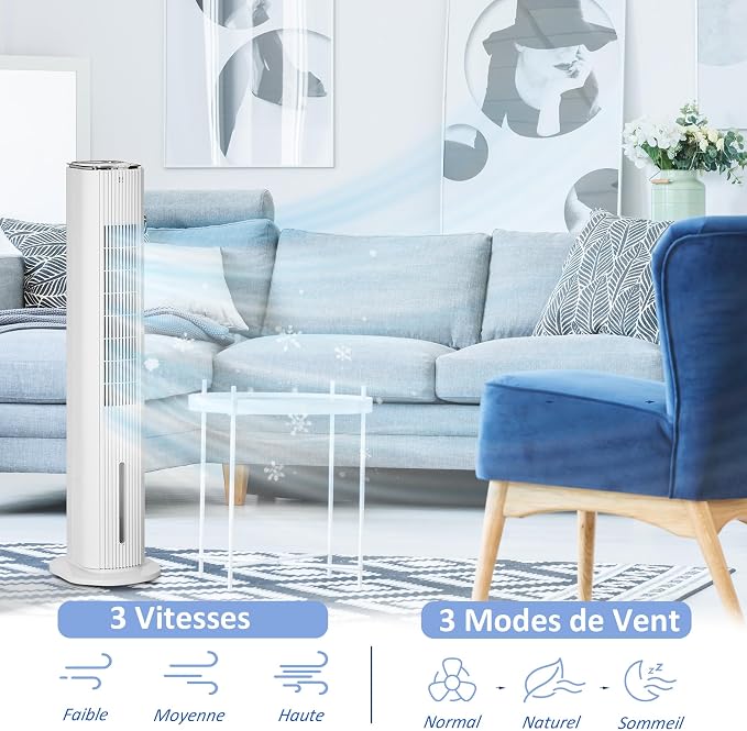 42" 3-In-1 Evaporative Air Cooler, Ice Cooling Fan with Humidifier and with Water Tank, 60° Oscillating Portable Swamp Cooler