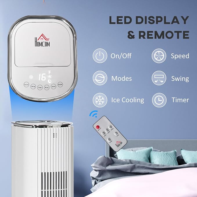 42" 3-In-1 Evaporative Air Cooler, Ice Cooling Fan with Humidifier and with Water Tank, 60° Oscillating Portable Swamp Cooler