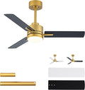 42'' Black and Gold Ceiling Fans with Lights and Remote, 6 Speed Low Profile Modern Ceiling Fan with Quiet DC