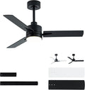 42'' Black Ceiling Fans with Lights and Remote, 6 Speed Low Profile Modern Ceiling Fan with Quiet DC Motor for Indoor Outdoor