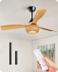 42“ Boho Chic Ceiling Fans with Lights, Bamboo Cage, 3-ABS Blades, 10%-100% Dimmable, Timer, Remote Control, 6 Speeds, Indoor
