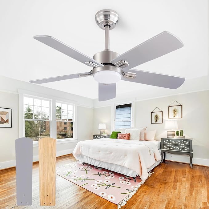 42" Ceiling Fans with Light and Remote,Farmhouse 5 Blades Quiet Reversible DC Motor Ceiling Fan for Modern