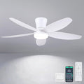 42" Ceiling Fans with Lights-Low Profile Ceiling Fan with Light and Remote/APP Control, Flush Mount, DC