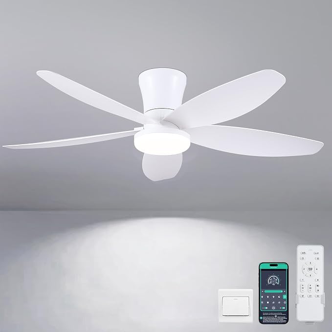 42" Ceiling Fans with Lights-Low Profile Ceiling Fan with Light and Remote/APP Control, Flush Mount, DC